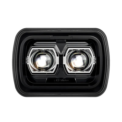 Phares LED Rectangulaires Jeep Wrangler YJ - vue rapprochée - Becquet Voiture