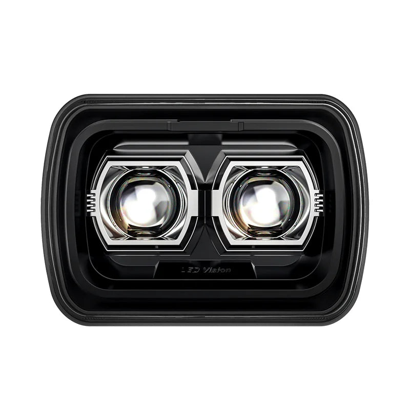 Phares LED Rectangulaires Jeep Wrangler YJ - vue rapprochée - Becquet Voiture