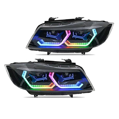 Phares LED RGB BMW Série 3 E90 2005-2012 - détail du montage - Becquet Voiture