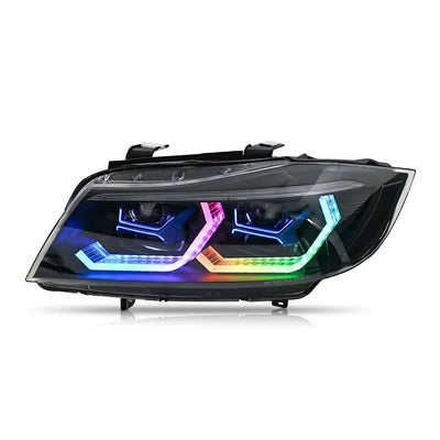 Phares LED RGB BMW Série 3 E90 2005-2012 - installé sur véhicule - Becquet Voiture