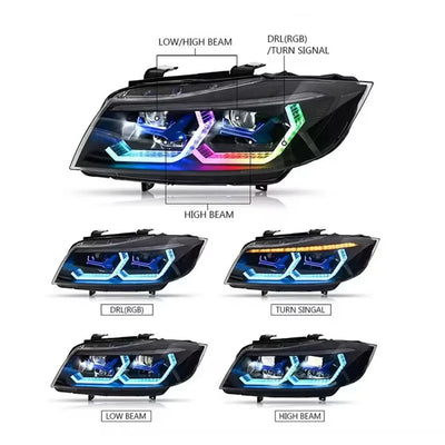 Phares LED RGB BMW Série 3 E90 2005-2012 - vue arrière - Becquet Voiture