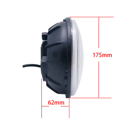 Phares LED Ronds 7 Pouces Jeep Wrangler - vue de profil - Becquet Voiture