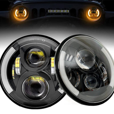 Phares LED Ronds 7 Pouces VW Coccinelle - installé sur véhicule - Becquet Voiture