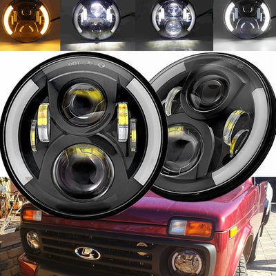 Phares LED Ronds 7 Pouces VW Coccinelle - packshot studio - Becquet Voiture