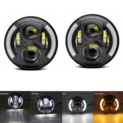Phares LED Ronds 7 Pouces VW Coccinelle - vue de dessus - Becquet Voiture
