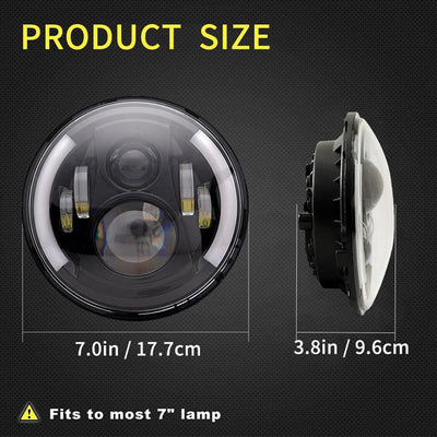 Phares LED Ronds 7 Pouces VW Coccinelle - vue de profil - Becquet Voiture