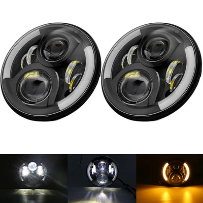 Phares LED Ronds 7 Pouces VW Coccinelle - vue rapprochée - Becquet Voiture