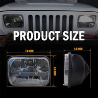 Phares LED Ronds 7x6/5x7 Jeep Wrangler YJ Cherokee XJ - installé sur véhicule - Becquet Voiture