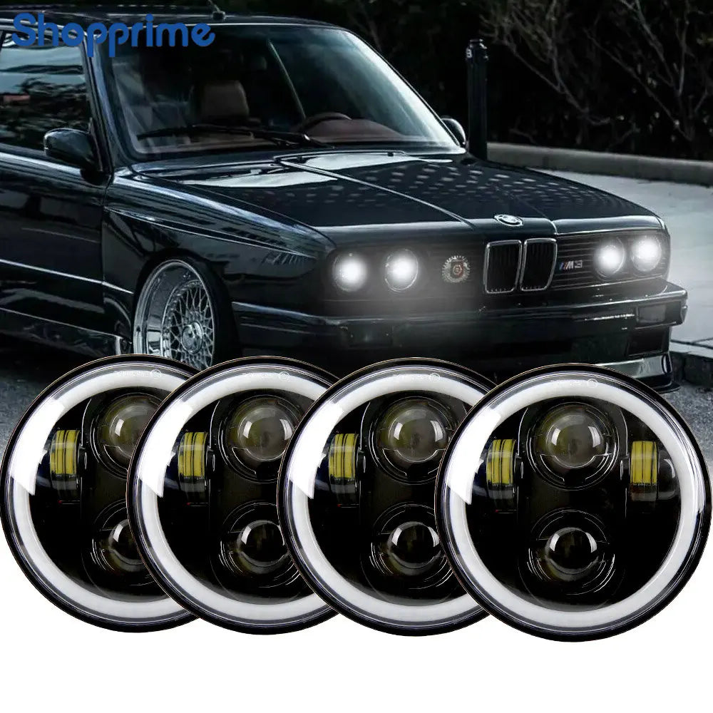 Phares LED Ronds BMW E30 325i 528i 535i 735i - vue de face - Becquet Voiture