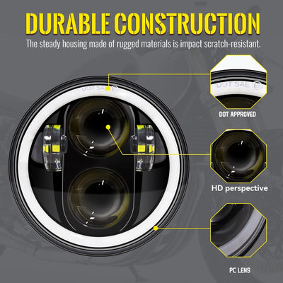 Phares LED Ronds BMW E30 325i 528i 535i 735i - vue de trois-quarts - Becquet Voiture