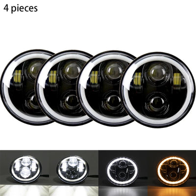 Phares LED Ronds BMW E30 325i 528i 535i 735i - vue rapprochée - Becquet Voiture