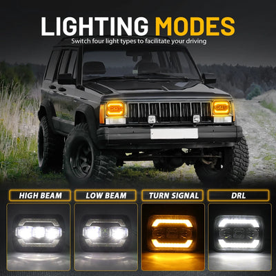 Phares LED Ronds Jeep Wrangler YJ Cherokee XJ - vue arrière - Becquet Voiture