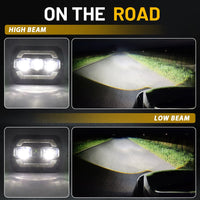 Phares LED Ronds Jeep Wrangler YJ Cherokee XJ - vue de trois-quarts - Becquet Voiture