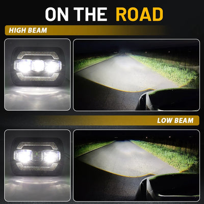 Phares LED Ronds Jeep Wrangler YJ Cherokee XJ - vue de trois-quarts - Becquet Voiture