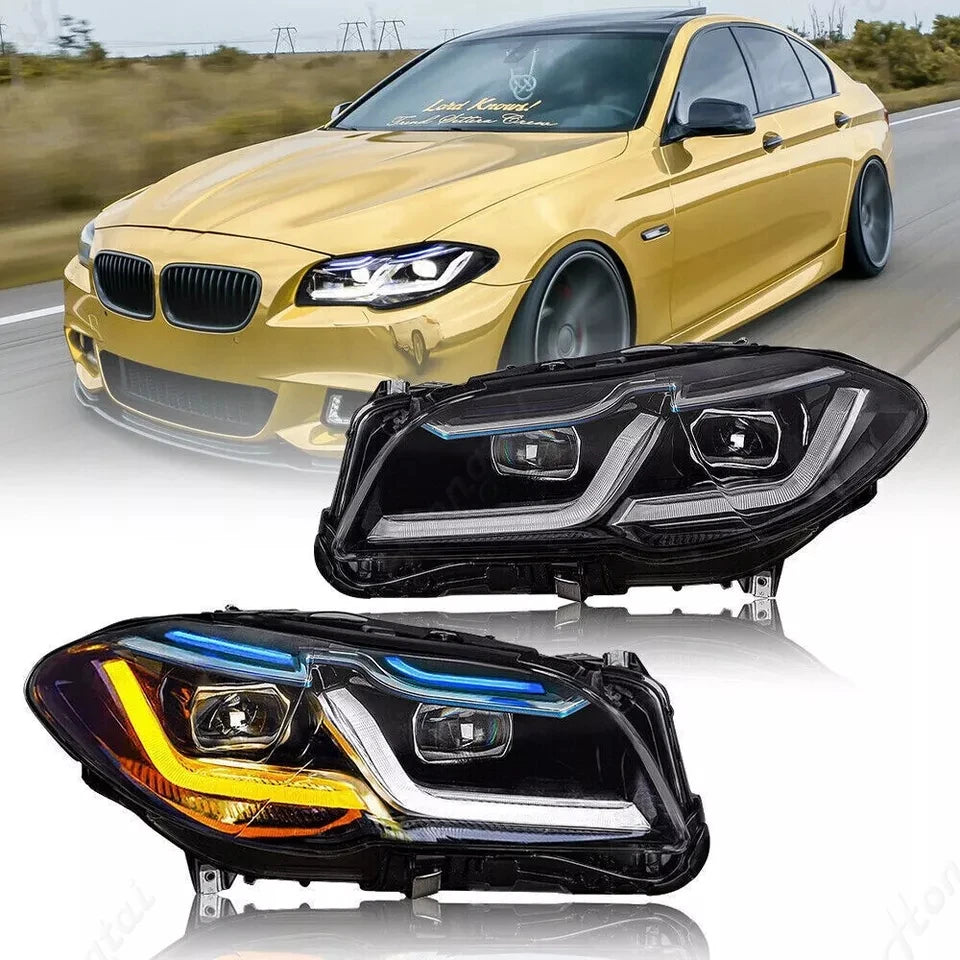 Phares LED Séquentiels BMW Série 5 F10 F11 2011-2017 - vue de face - Becquet Voiture