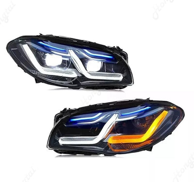Phares LED Séquentiels BMW Série 5 F10 F11 2011-2017 - vue de trois-quarts - Becquet Voiture