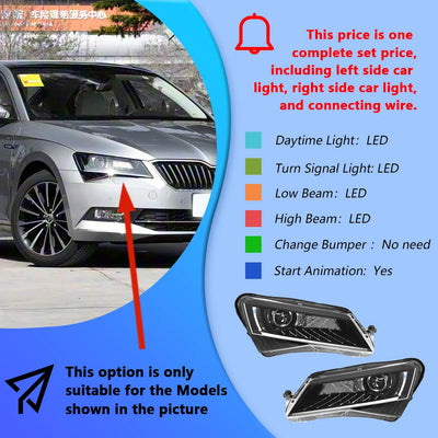 Phares LED Skoda Superb Animation Démarrage - détail du montage - Becquet Voiture