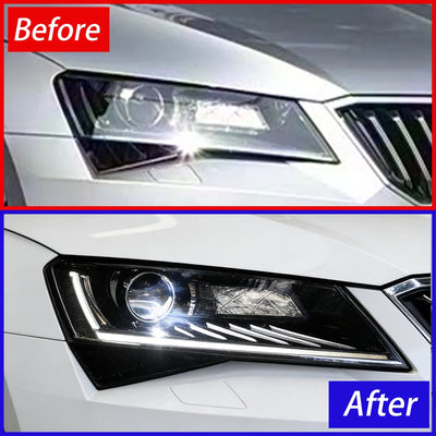 Phares LED Skoda Superb Animation Démarrage - vue de profil - Becquet Voiture