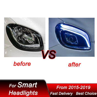 Phares LED Smart 453 2015-2019 - installé sur véhicule - Becquet Voiture