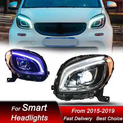 Phares LED Smart 453 2015-2019 - vue de profil - Becquet Voiture