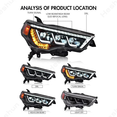 Phares LED Toyota 4Runner TRD 2014-2022 Sequentiels - installé sur véhicule - Becquet Voiture