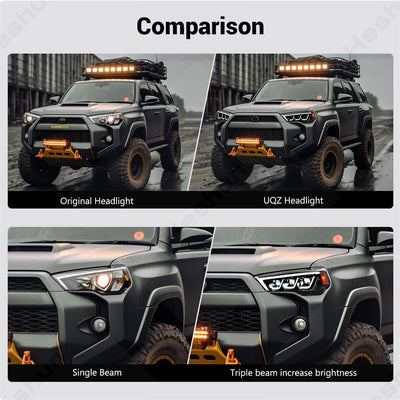 Phares LED Toyota 4Runner TRD 2014-2022 Sequentiels - vue de trois-quarts - Becquet Voiture