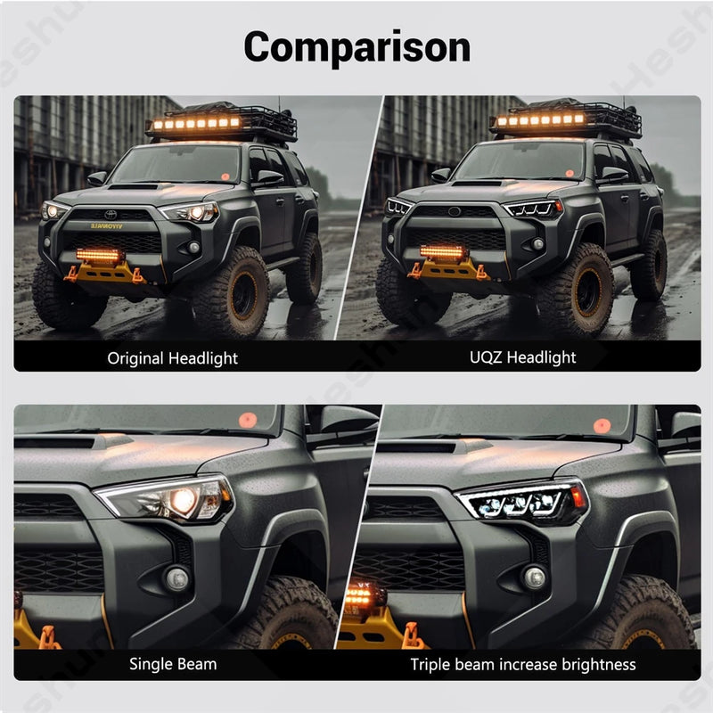 Phares LED Toyota 4Runner TRD 2014-2022 Sequentiels - vue de trois-quarts - Becquet Voiture