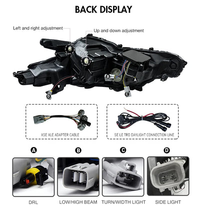 Phares LED Toyota Camry 8e Génération 2018-2024 Triple - packshot studio - Becquet Voiture