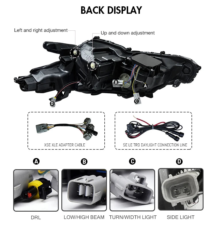 Phares LED Toyota Camry 8e Génération 2018-2024 Triple - packshot studio - Becquet Voiture