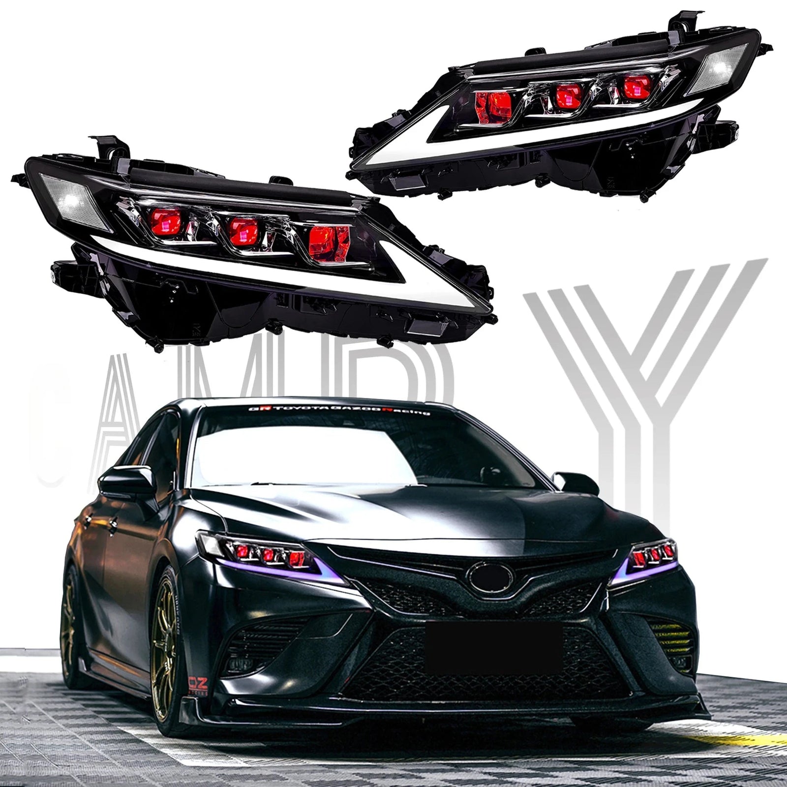 Phares LED Toyota Camry 8e Génération 2018-2024 Triple - vue de face - Becquet Voiture