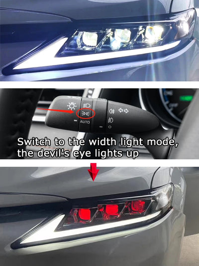 Phares LED Toyota Camry 8e Génération 2018-2024 Triple - vue de trois-quarts - Becquet Voiture