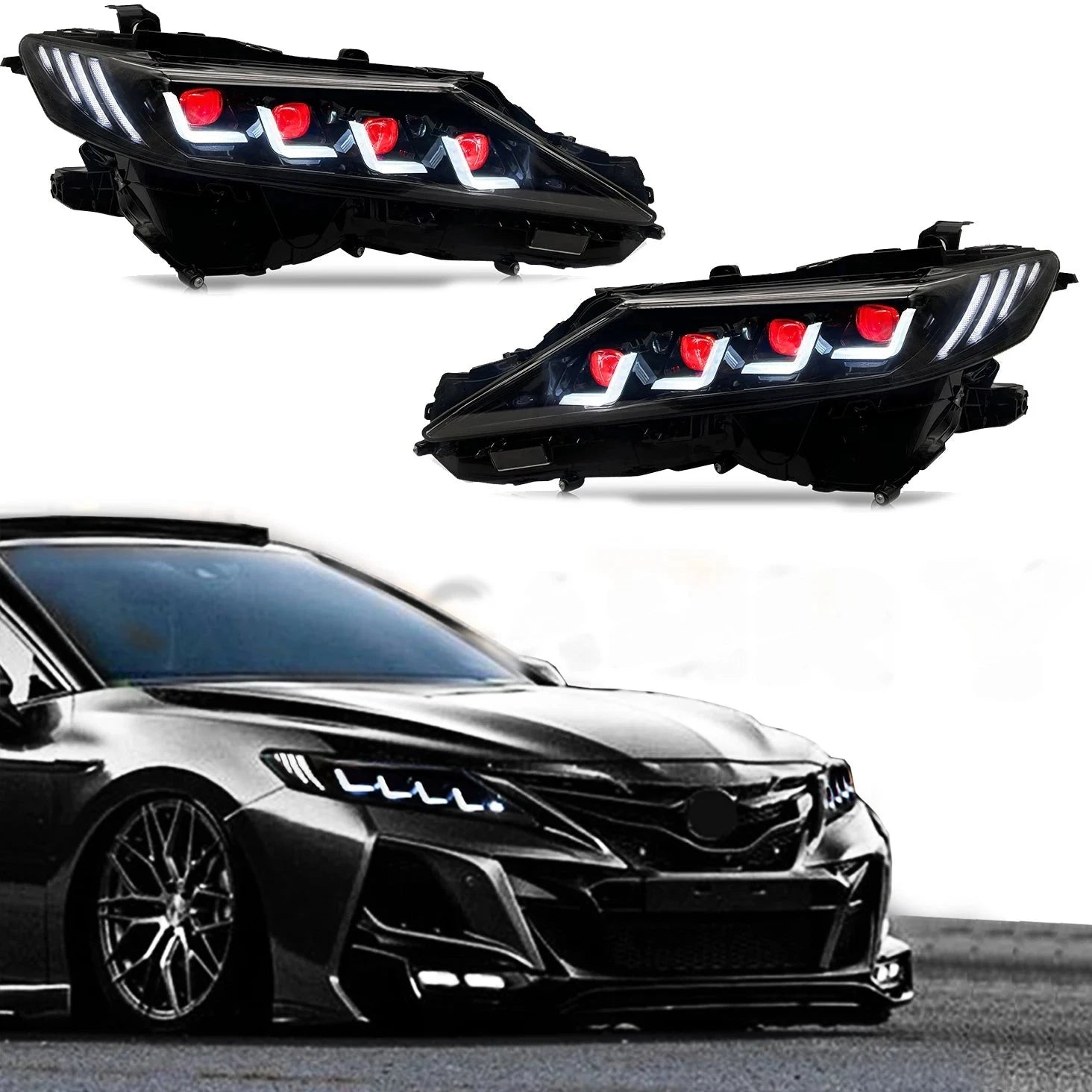 Phares LED Toyota Camry Faisceau Quadruple - vue de face - Becquet Voiture