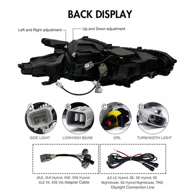 Phares LED Toyota Camry Faisceau Quadruple - vue de profil - Becquet Voiture