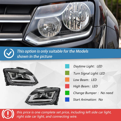 Phares LED Volkswagen Amarok 2011-2016 - détail du montage - Becquet Voiture