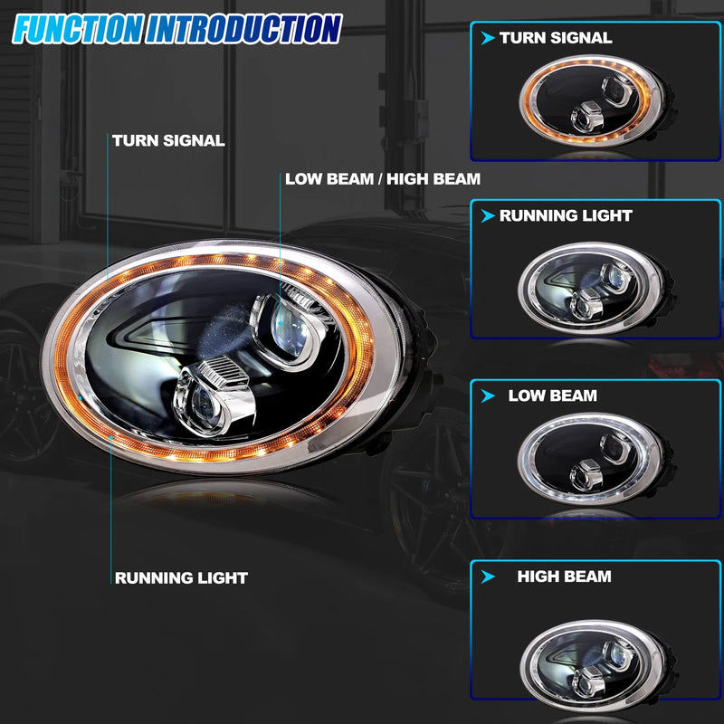 Phares LED Volkswagen Beetle 2011-2019 Halogène Séquentiel - vue arrière - Becquet Voiture