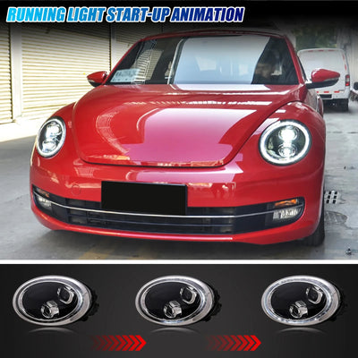 Phares LED Volkswagen Beetle 2011-2019 Halogène Séquentiel - vue de trois-quarts - Becquet Voiture