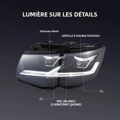 Phares LED Volkswagen Caravelle T6 2015-2018 - vue de profil - Becquet Voiture