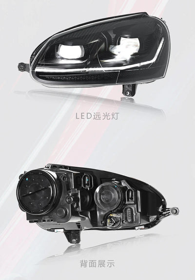 Phares LED Volkswagen Golf 5 Séquentiels DRL - packshot studio - Becquet Voiture