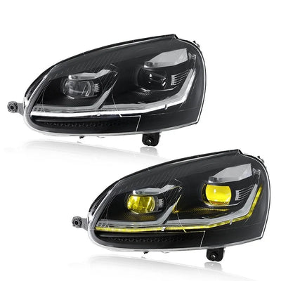 Phares LED Volkswagen Golf 5 Séquentiels DRL - vue rapprochée - Becquet Voiture