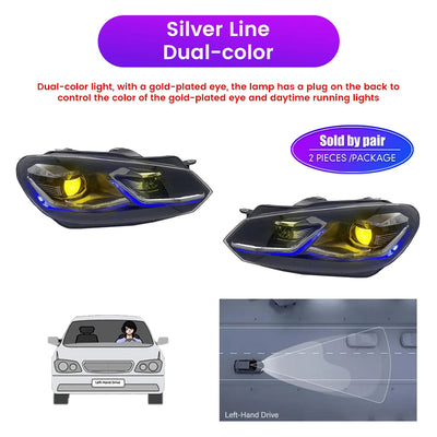 Phares LED Volkswagen Golf 6 2008-2013 - installé sur véhicule 2 - Becquet Voiture