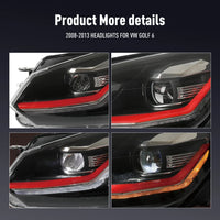 Phares LED Volkswagen Golf 6 2008-2013 - installé sur véhicule - Becquet Voiture