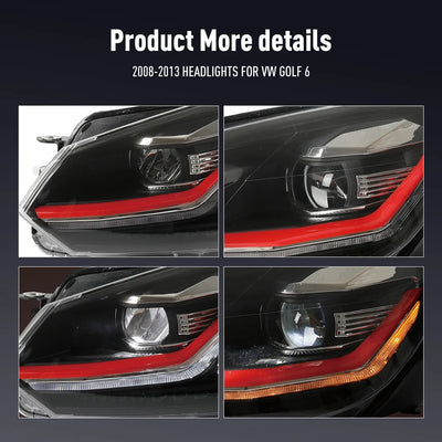 Phares LED Volkswagen Golf 6 2008-2013 - installé sur véhicule - Becquet Voiture