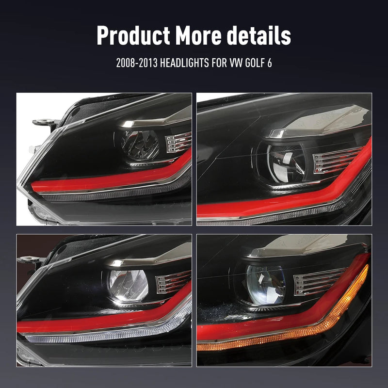 Phares LED Volkswagen Golf 6 2008-2013 - installé sur véhicule - Becquet Voiture