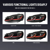 Phares LED Volkswagen Golf 6 2008-2013 - vue de trois-quarts - Becquet Voiture