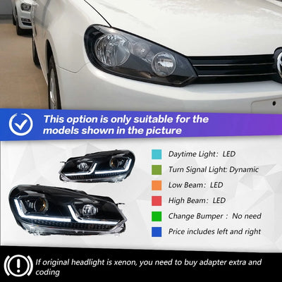 Phares LED Volkswagen Golf 6 2009-2012 - détail du montage - Becquet Voiture