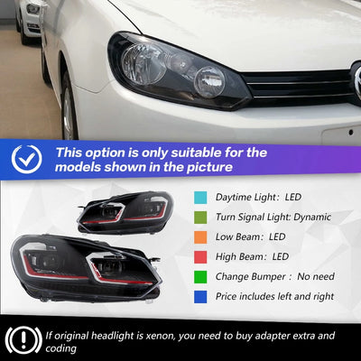 Phares LED Volkswagen Golf 6 2009-2012 - vue de dessus - Becquet Voiture