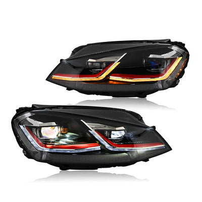 Phares LED Volkswagen Golf 6 7 7.5 2008-2020 - vue de face 2 - Becquet Voiture
