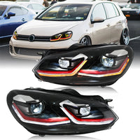 LED Headlights Volkswagen Golf 6 MK6 2008-2012 R-Line - front view - Becquet Voiture