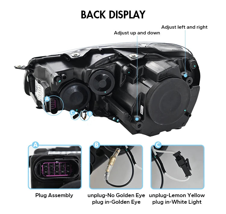 LED Headlights Volkswagen Golf 6 MK6 2008-2012 R-Line - three-quarter view - Becquet Voiture