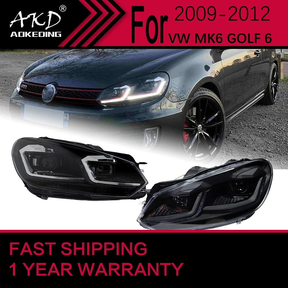 Phares LED Volkswagen Golf 6 MK6 2009-2012 (réf. 2) - vue de face - Becquet Voiture